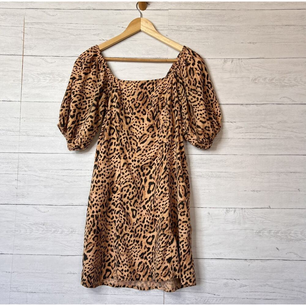 Billabong Dress Womens Size Small Paradise Leopard Print Mini Off the Shoulder